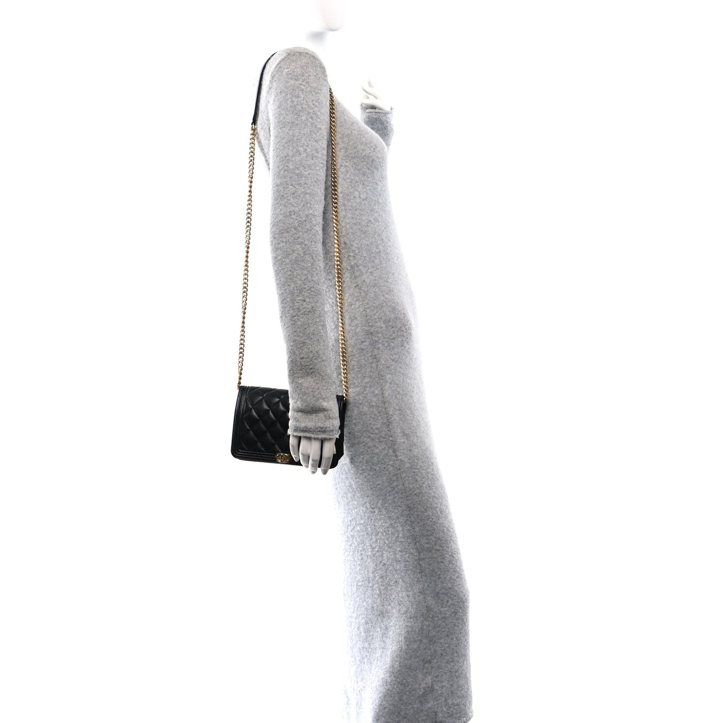 Caviar Quilted Boy Wallet On Chain WOC Black