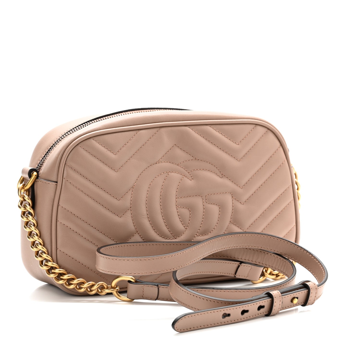 Calfskin Matelasse Small GG Marmont Chain Shoulder Bag Porcelain Rose