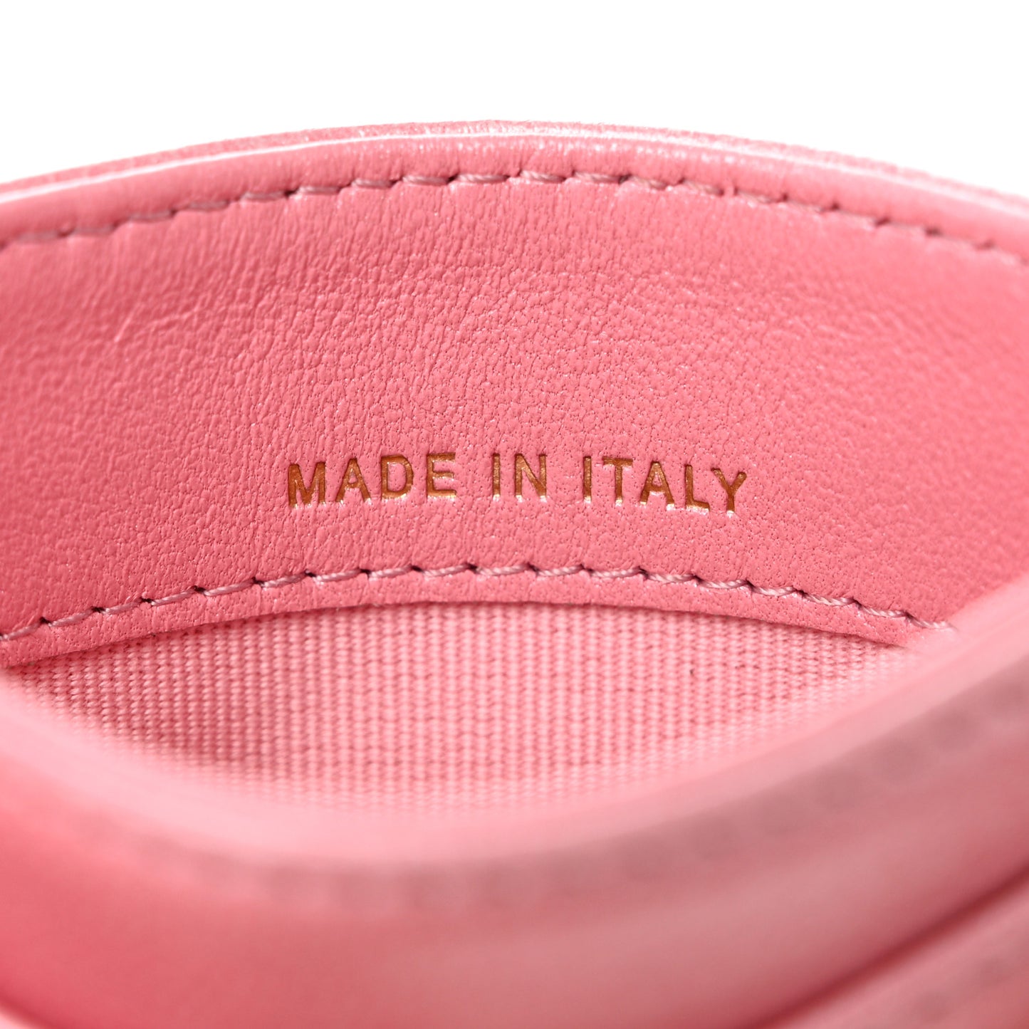 Cloudy Pearly Goatskin Quilted Card Holder Pink