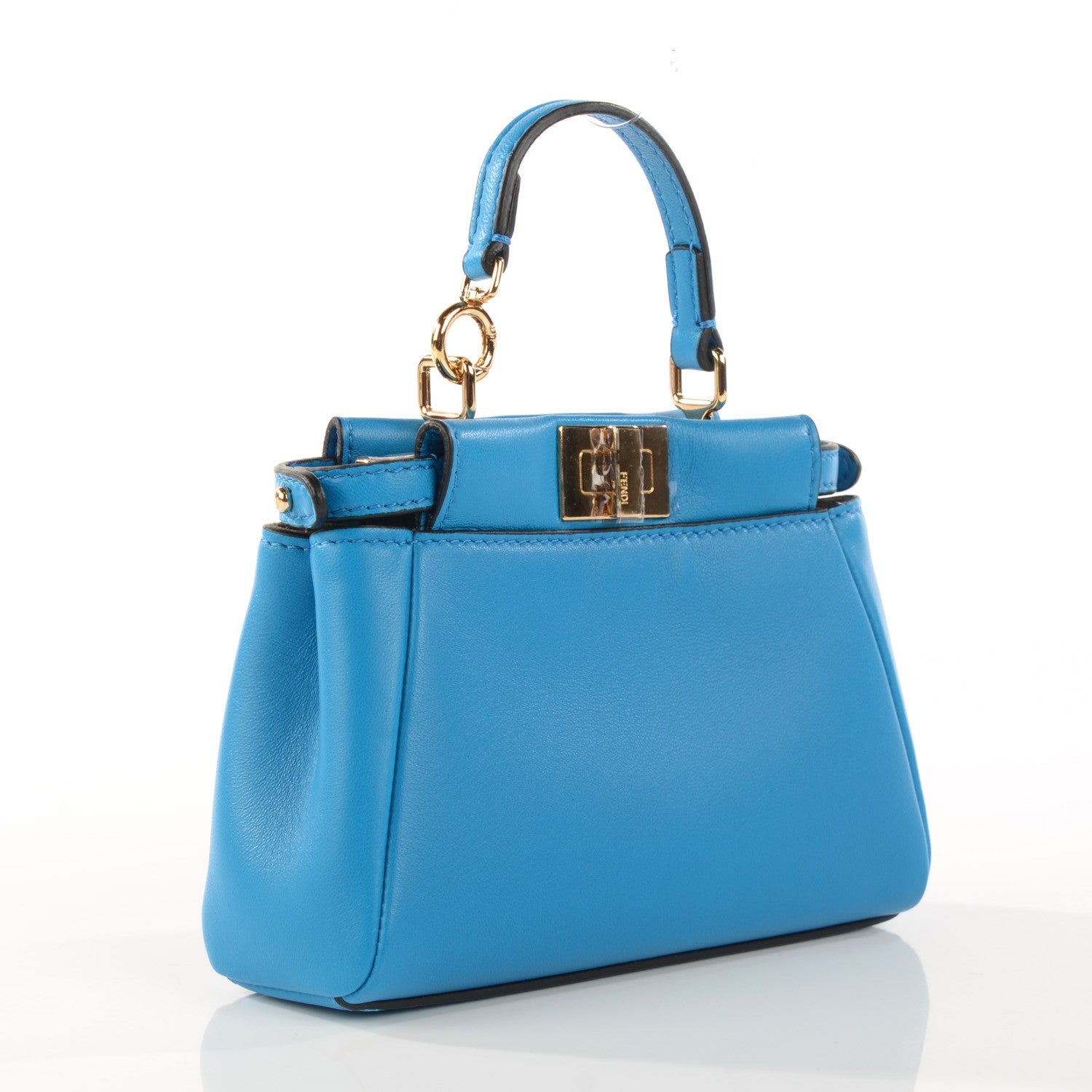 Fendi Nappa Micro Peekaboo Iconic Satchel Blu Royal 3 of 7
