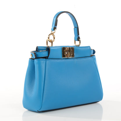 Fendi Nappa Micro Peekaboo Iconic Satchel Blu Royal 3 of 7