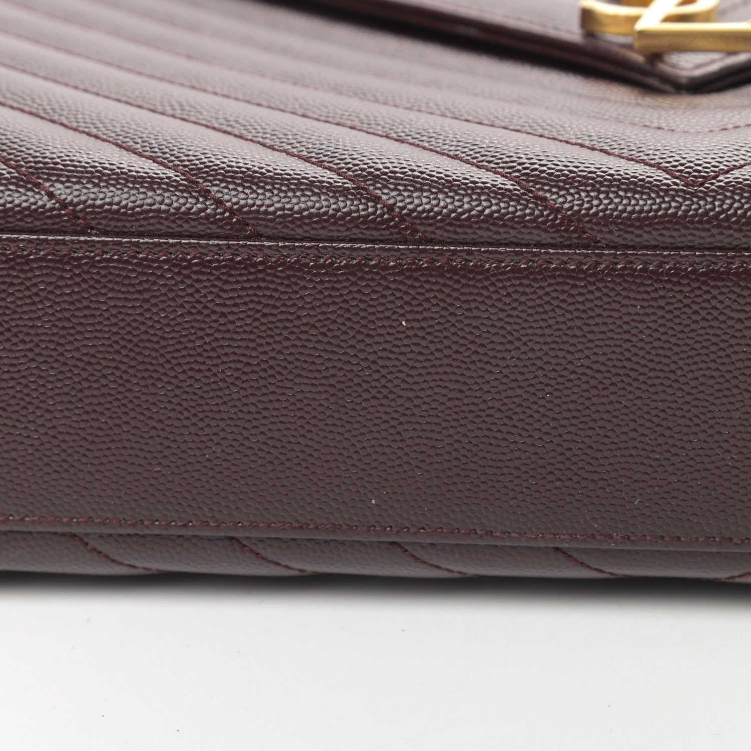 Saint Laurent Grain De Poudre Matelasse Chevron Large Monogram Satchel Rouge Legion 11 of 13