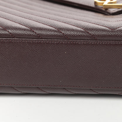 Saint Laurent Grain De Poudre Matelasse Chevron Large Monogram Satchel Rouge Legion 11 of 13