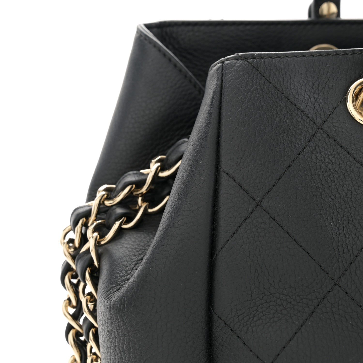 Chanel Bullskin Stitched Small Shopping Tote Black 11 of 12