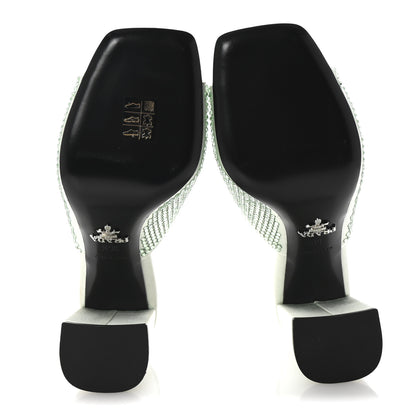 Prada Satin Crystal Logo 90mm Slide Sandals 36.5 Acqua 6 of 9