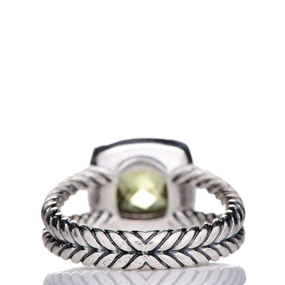 David Yurman Sterling Silver Diamond Peridot 7mm Petite Albion Ring 52 6 4 of 5