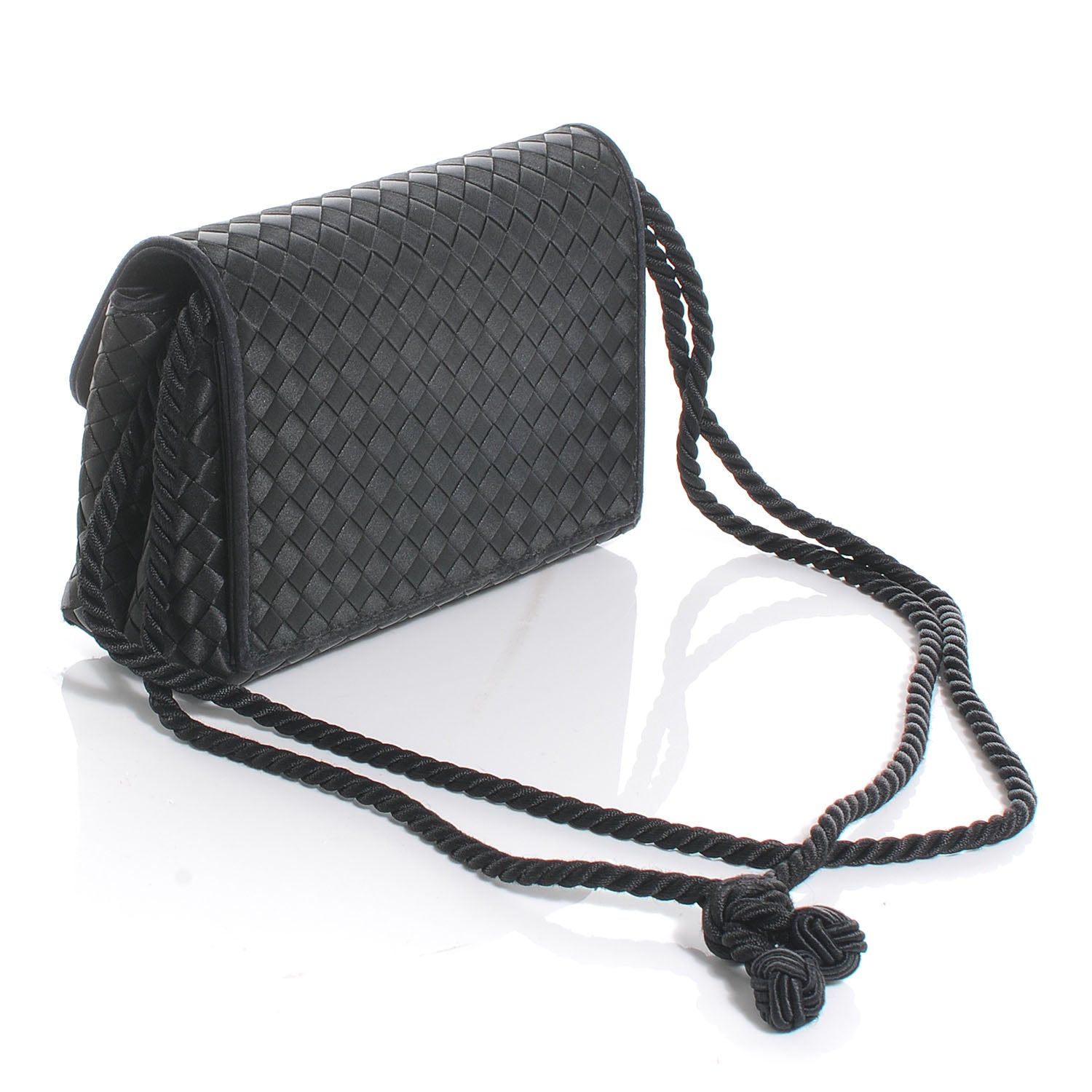 Bottega Veneta Vintage Woven Satin Evening Bag Black 3 of 6