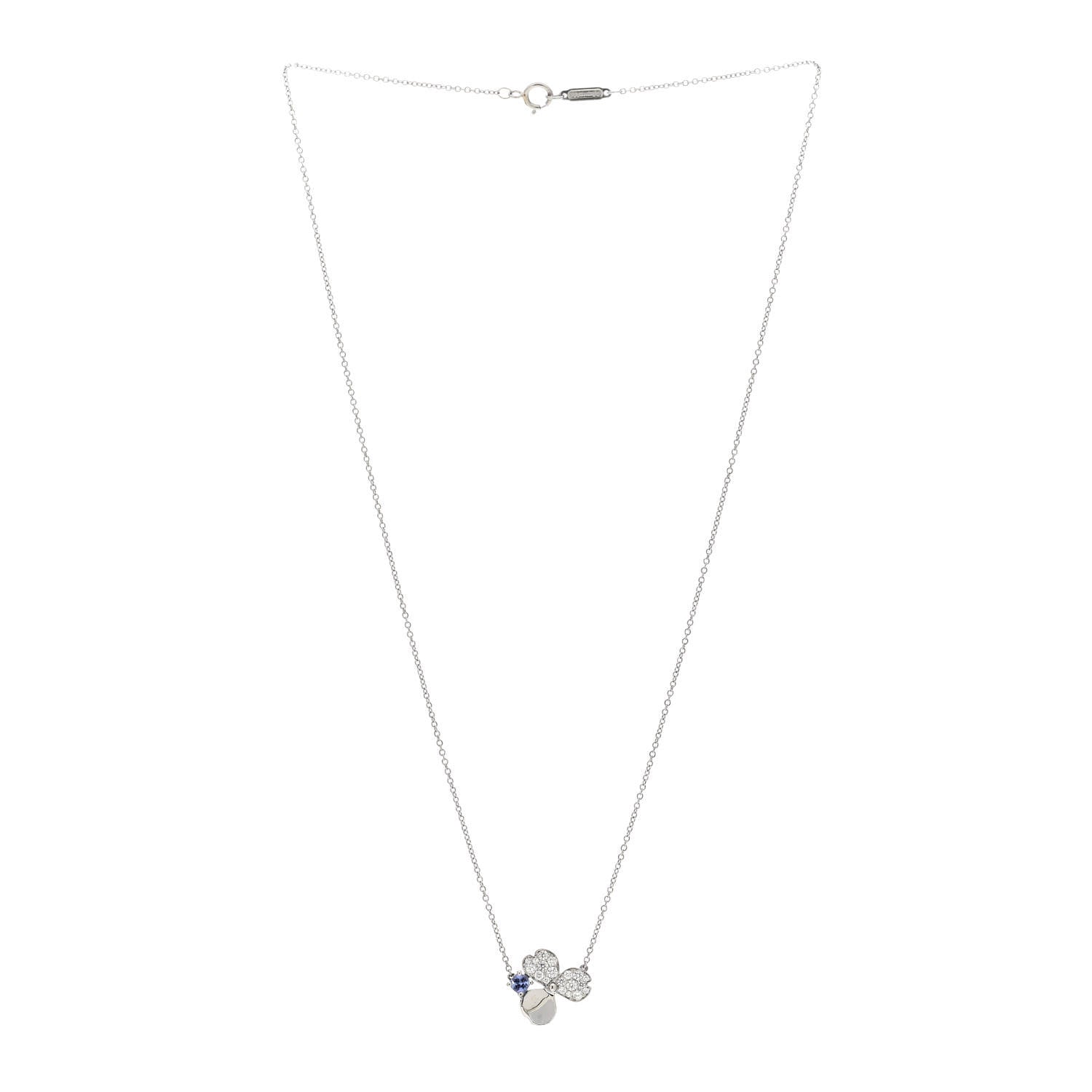 Tiffany Platinum Diamond Tanzanite Paper Flowers Pendant Necklace 3 of 5