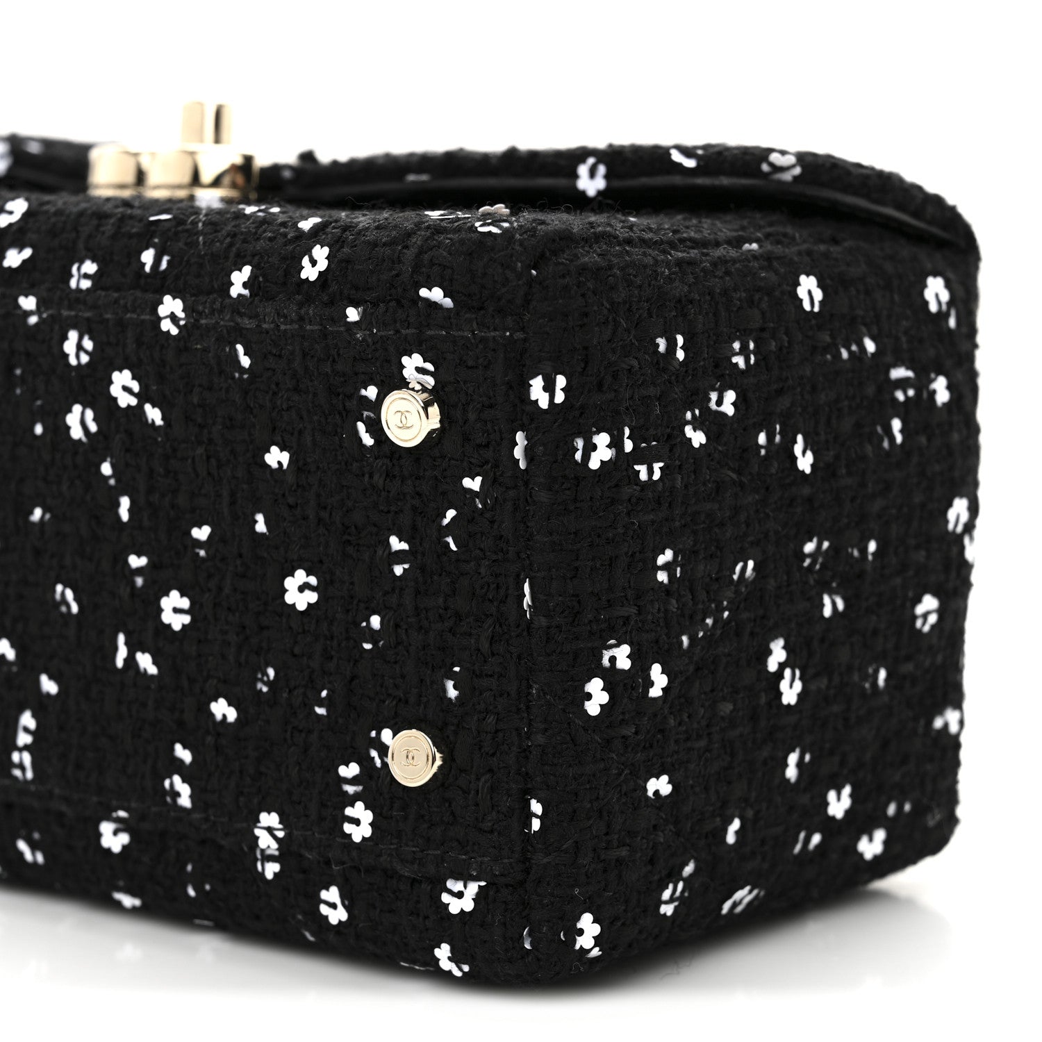 Chanel Tweed Sequin Quilted Top Handle Box Bag Black 10 of 11