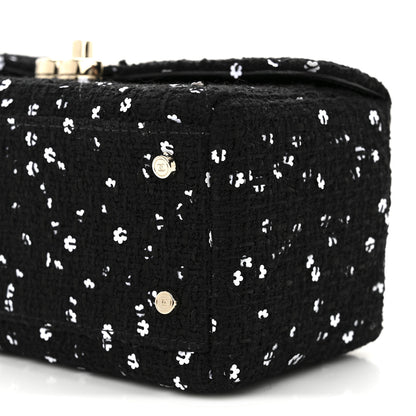 Chanel Tweed Sequin Quilted Top Handle Box Bag Black 10 of 11