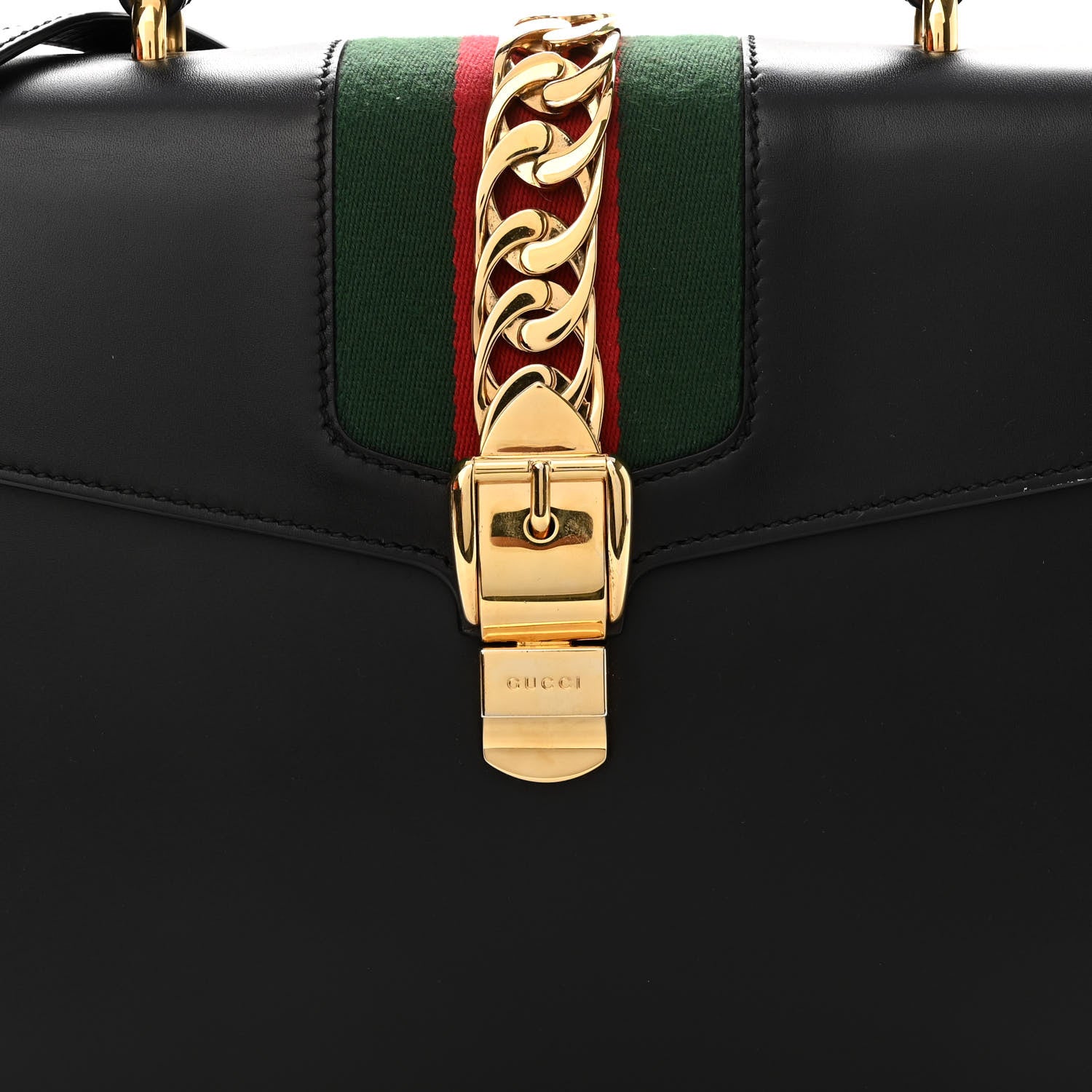 Gucci Calfskin Medium Sylvie Top Handle Bag Black 8 of 10