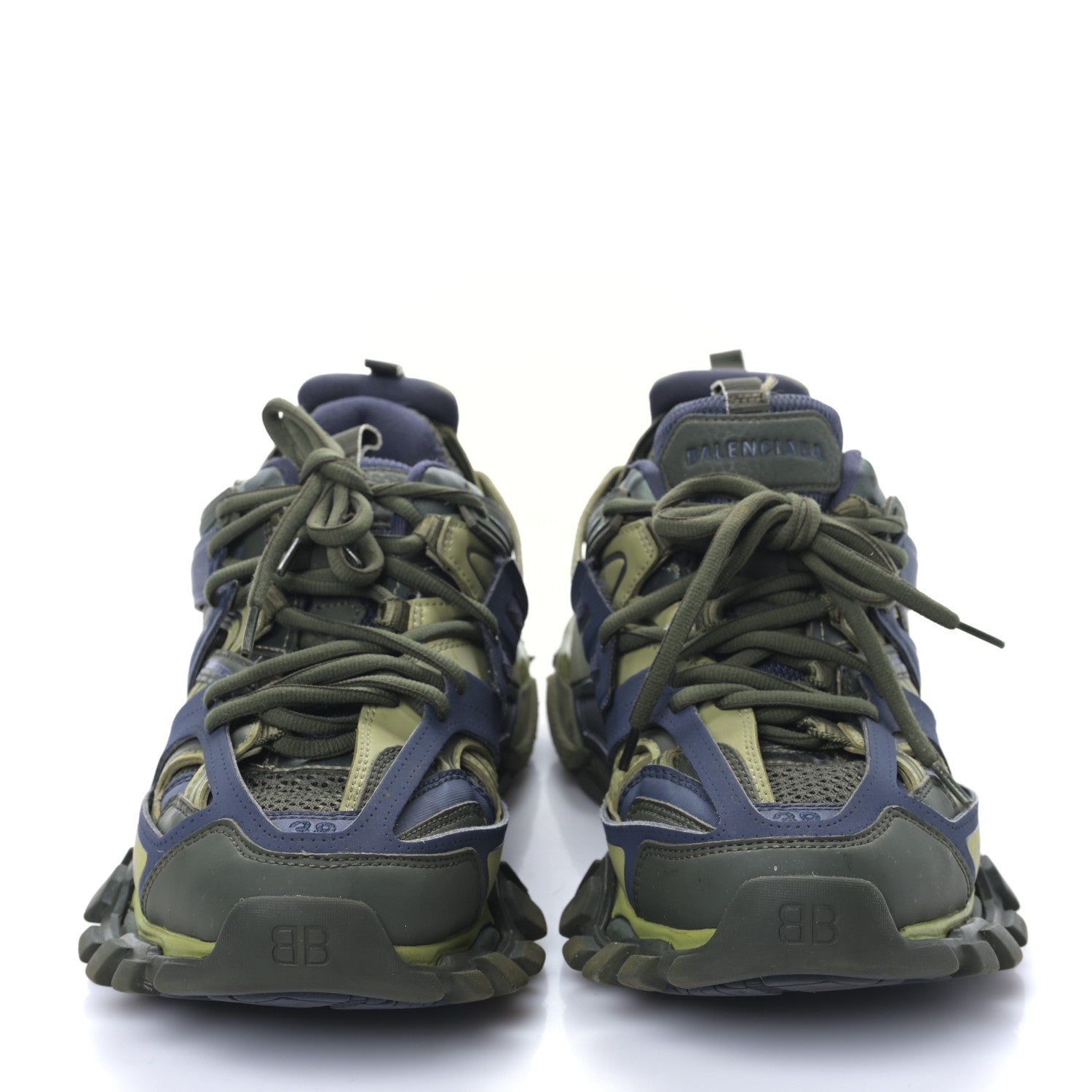 Balenciaga Mesh Rubber Tri-Color Womens Track Sneakers 38 Kaki Dark Grey Green 2 of 8