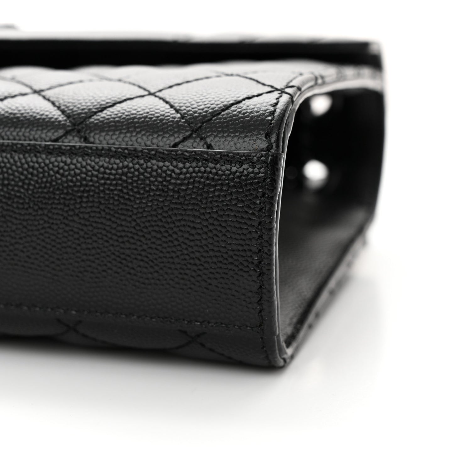 Grain De Poudre Textured Mixed Matelasse Triquilt Medium Monogram Monochrome Satchel Black