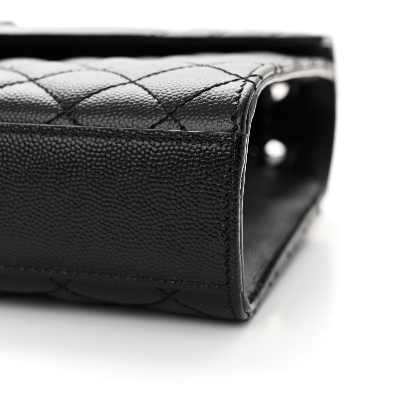 Saint Laurent Grain De Poudre Textured Mixed Matelasse Triquilt Medium Monogram Monochrome Satchel Black 9 of 12