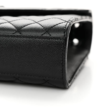 Saint Laurent Grain De Poudre Textured Mixed Matelasse Triquilt Medium Monogram Monochrome Satchel Black 9 of 12