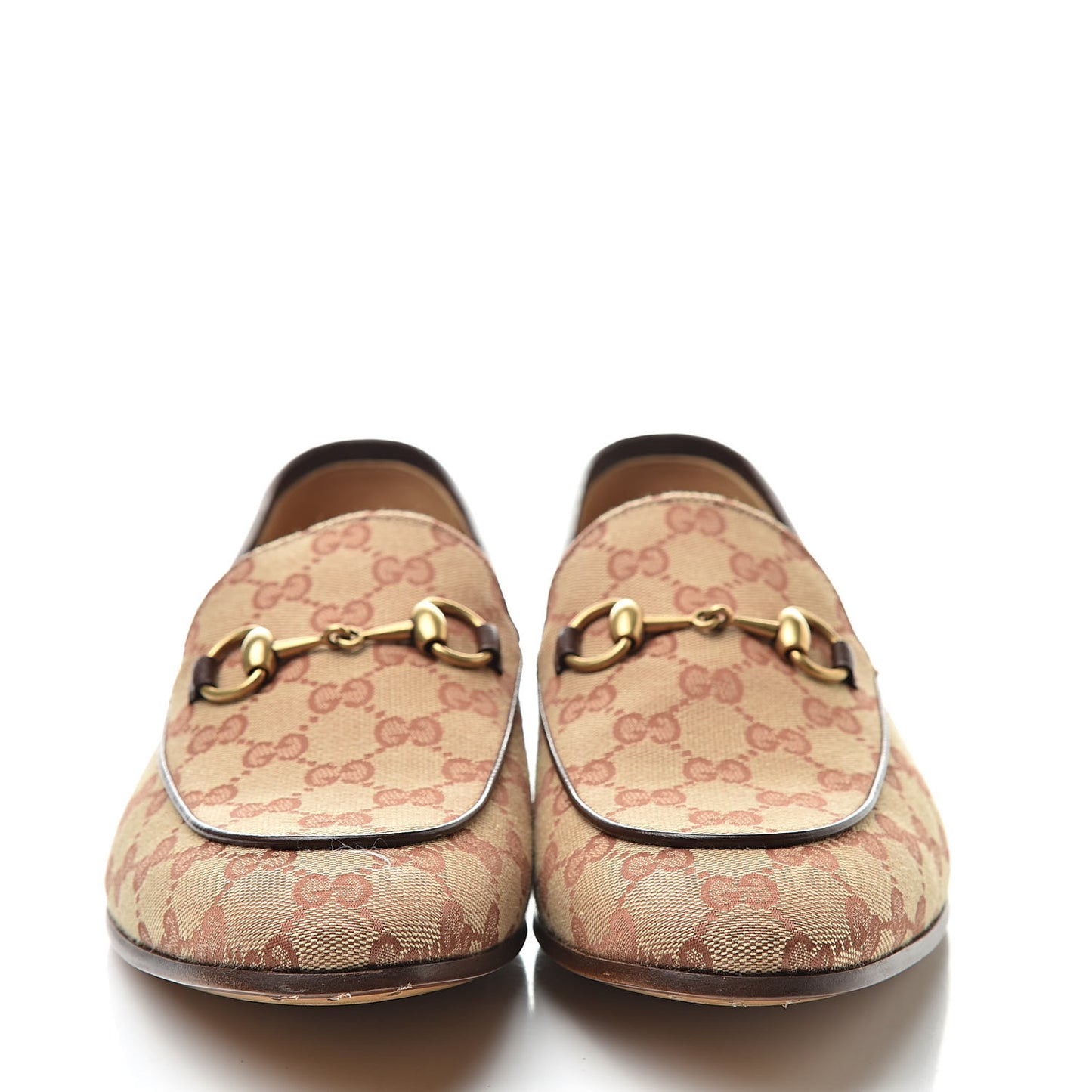 Canvas GG Monogram Horsebit Mens Jordaan Loafers 9.5 Beige Ruggine Light Brown