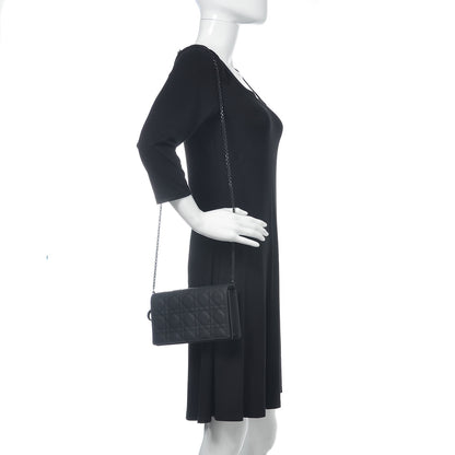 Christian Dior Ultra Matte Calfskin Cannage Lady Dior Clutch Black 2 of 10