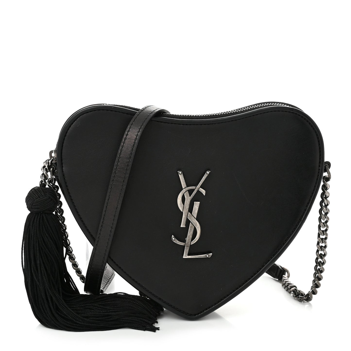 Calfskin Heart Monogram Crossbody Black