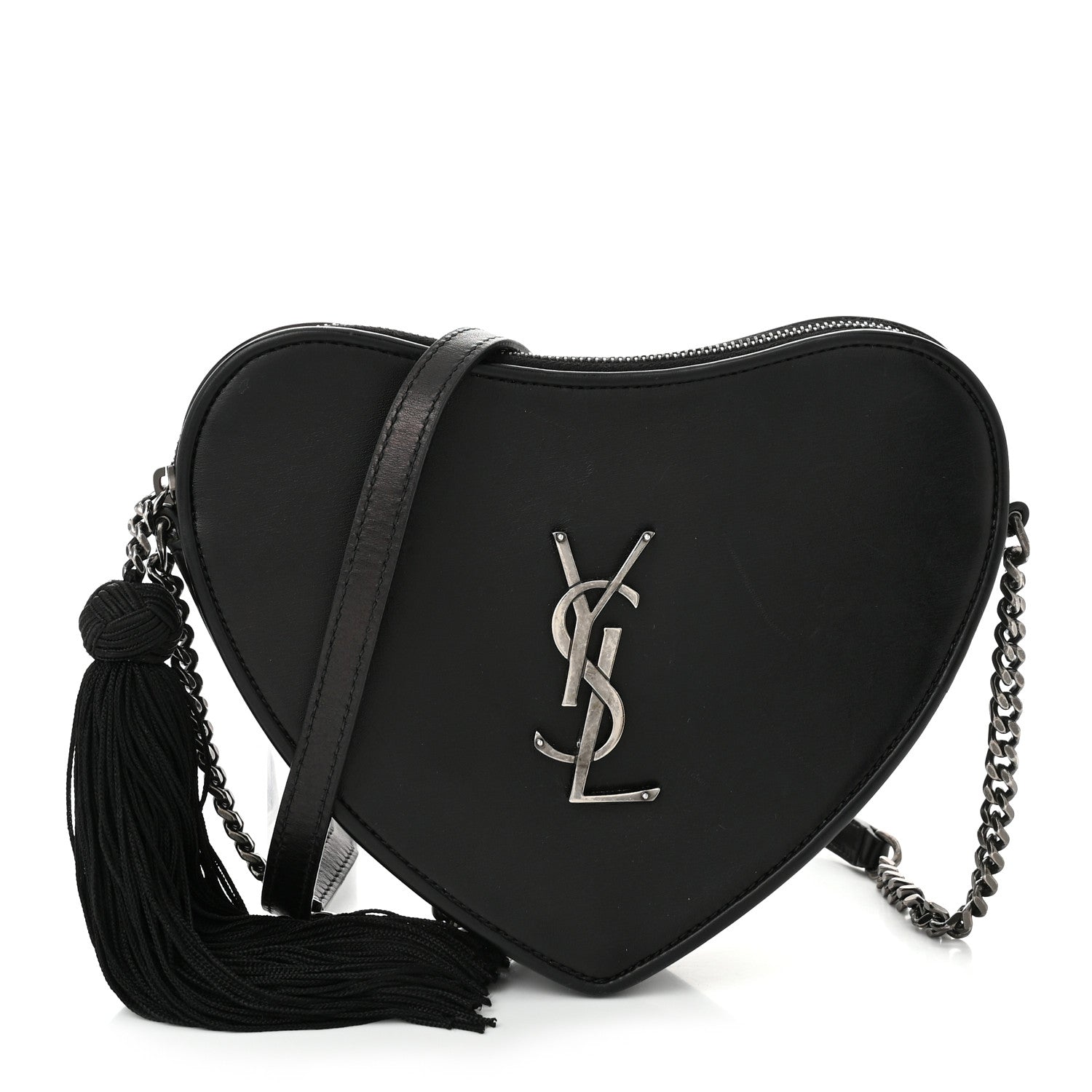 Saint Laurent Calfskin Heart Monogram Crossbody Black 1 of 10
