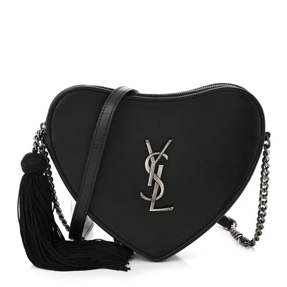 Saint Laurent Calfskin Heart Monogram Crossbody Black 1 of 10