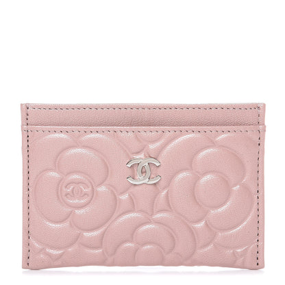Chanel Goatskin Camellia Embossed Card Holder Light Pink 1 of 9