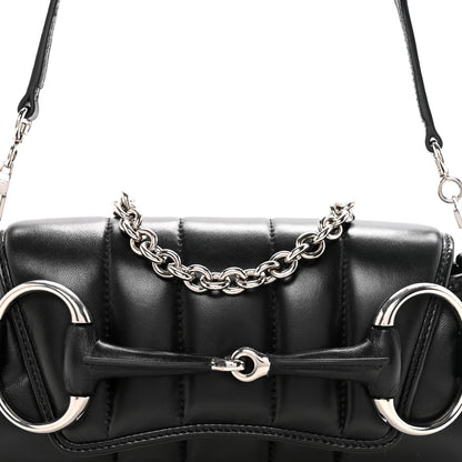 Gucci Nappa Vertical Matelasse Small Maxi Horsebit Chain Shoulder Bag Black 8 of 10