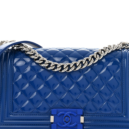 Chanel Patent Calfskin Quilted Medium Plexiglass Boy Flap Blue 8 of 13