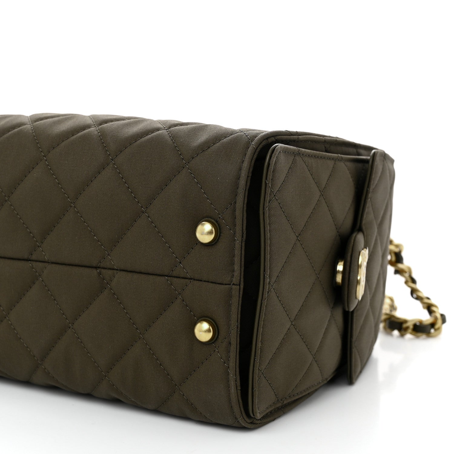 Chanel Canvas Quilted Small Chanel 25 Handbag Khaki 10 of 10