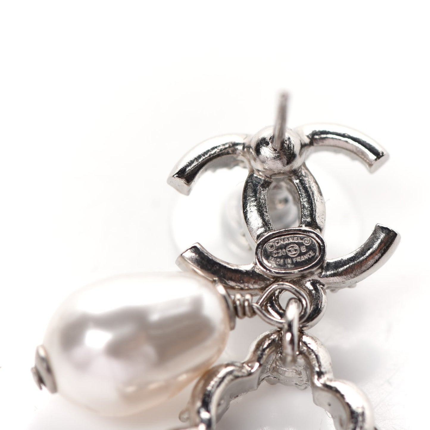 Crystal Pearl Imperial Bow Earrings Silver