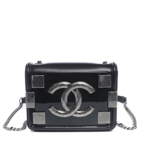 Lambskin and Plexiglass Boy Brick Flap Black