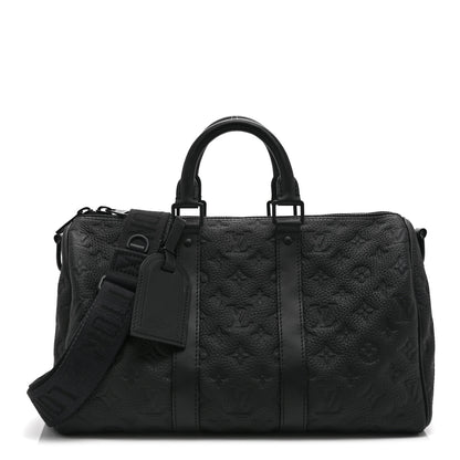 Louis Vuitton Monogram Taurillon Keepall Bandouliere 35 Black 1 of 9