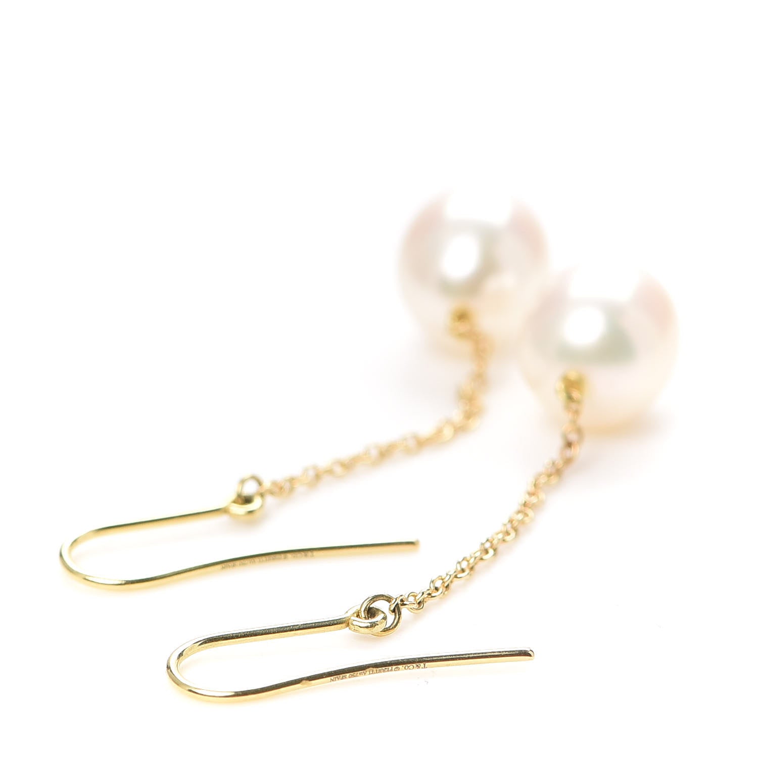 Tiffany 18K Yellow Gold Elsa Peretti Pearls By The Yard Drop Earrings 3 of 4