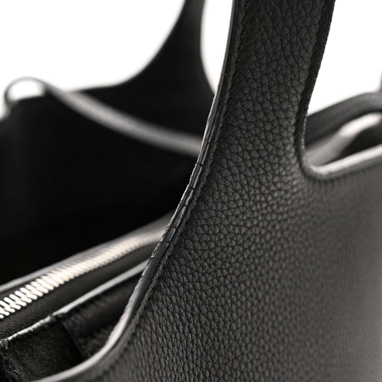 Baby Grained Calfskin Medium Tri-Fold Bag Black