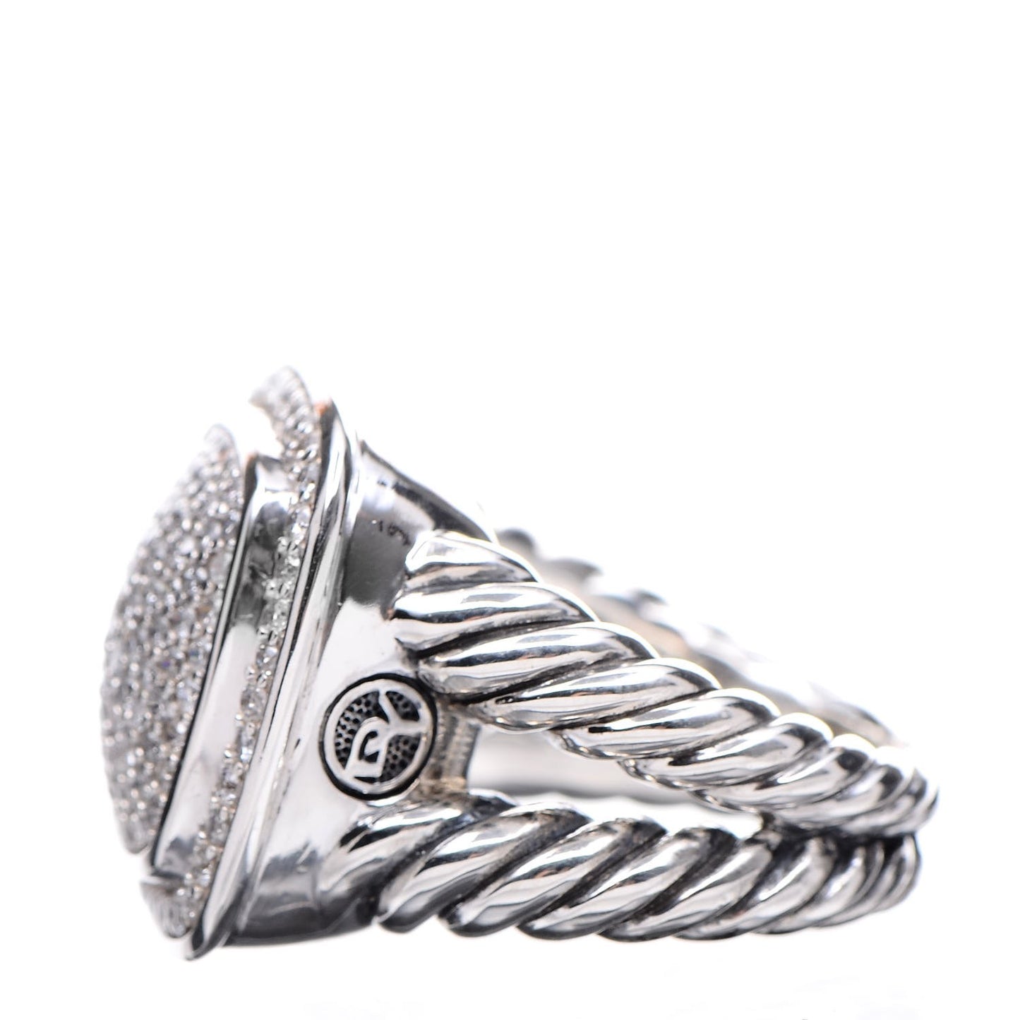 Sterling Silver Diamond 14mm Albion Pave Ring 54 7