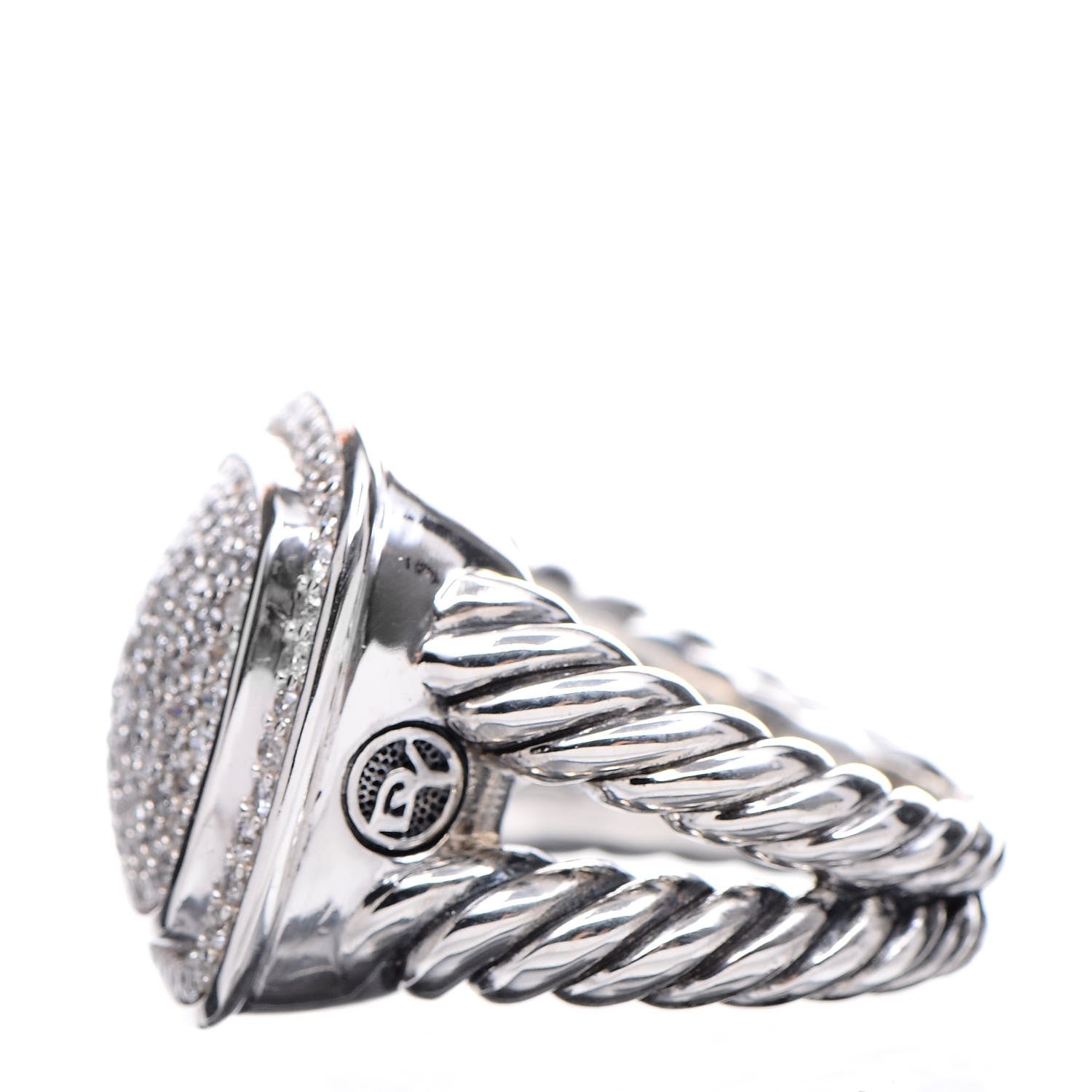 David Yurman Sterling Silver Diamond 14mm Albion Pave Ring 54 7 3 of 6