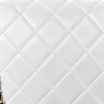 Chanel Lambskin Quilted Graphic Medium Flap White Black 14 of 14