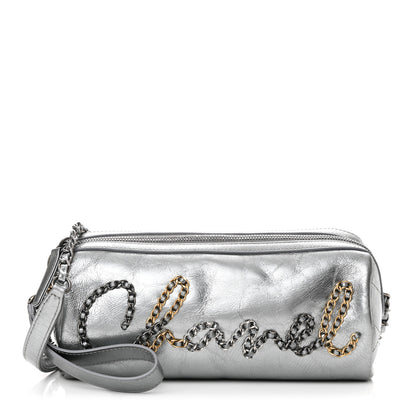 Chanel Metallic Lambskin Signe Bowling Bag Silver 1 of 11