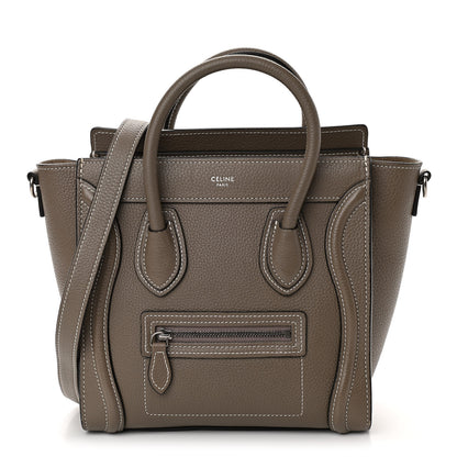 Celine Drummed Calfskin Nano Luggage Souris 1 of 10