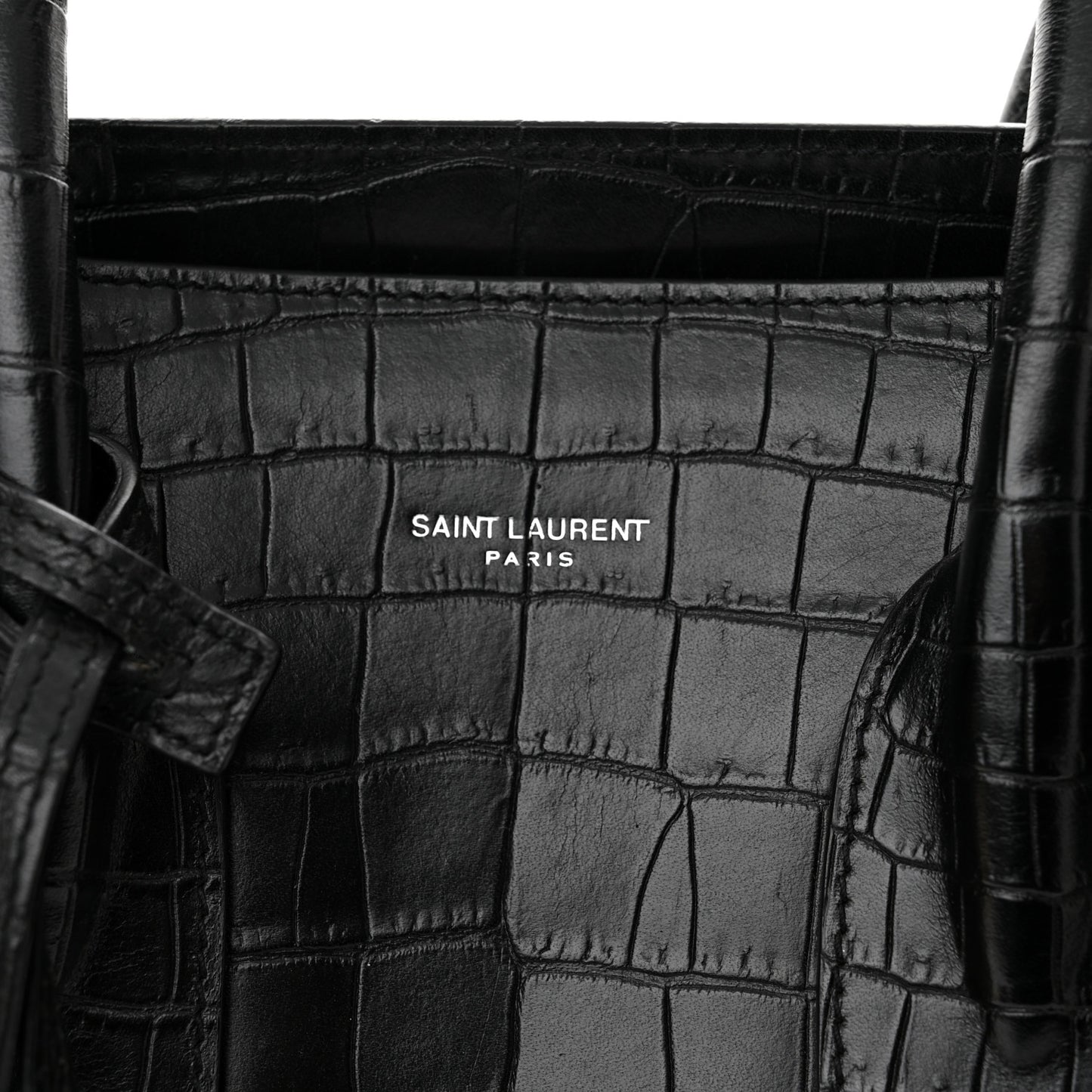 Calfskin Crocodile Embossed Small Sac de Jour Black