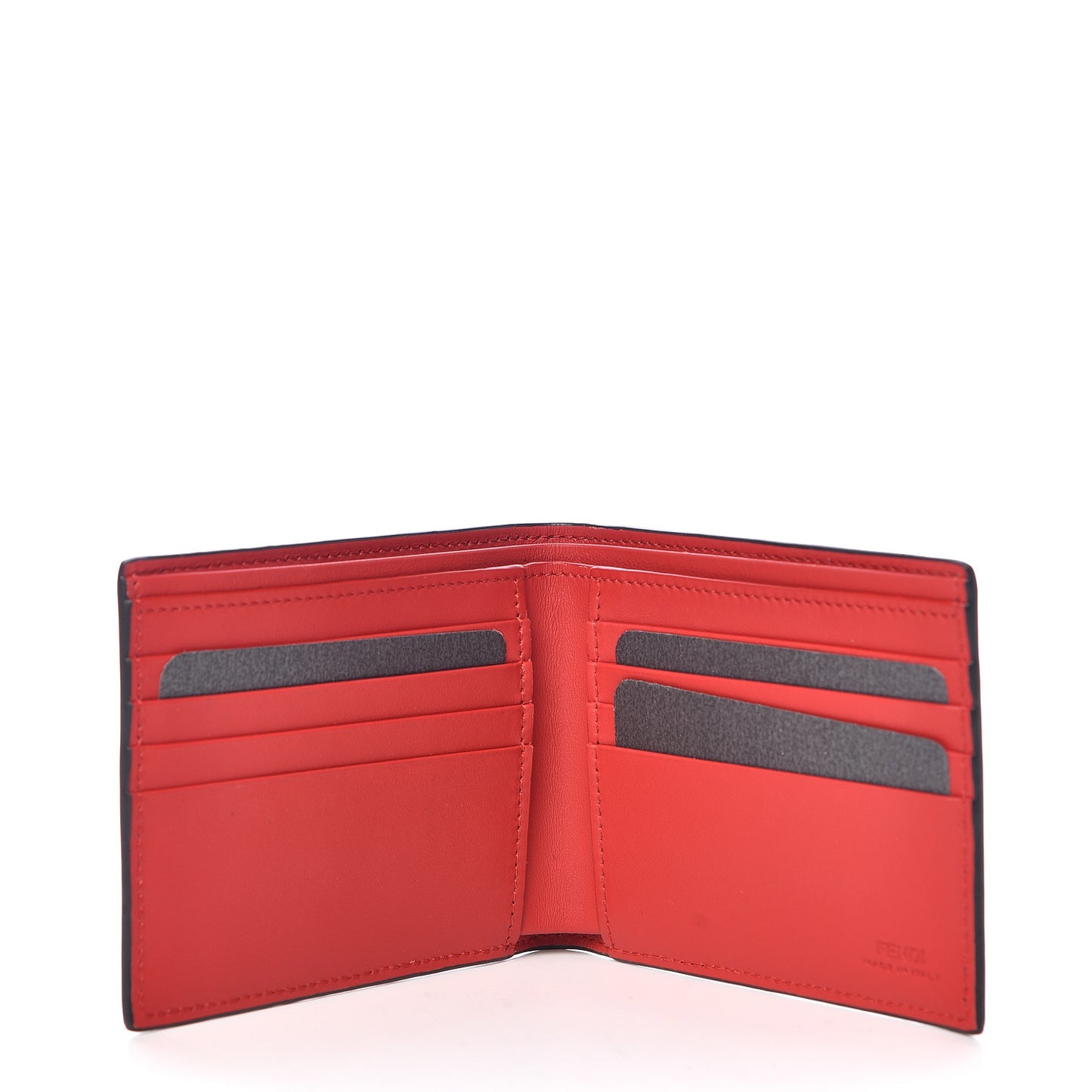Glazed Fabric FF 1974 Roma Amor Bi-Fold Wallet Black Rosso