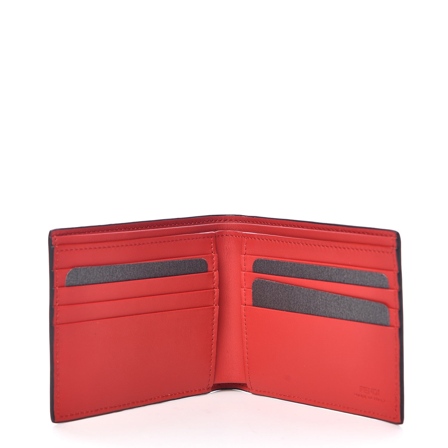 Fendi Glazed Fabric FF 1974 Roma Amor Bi-Fold Wallet Black Rosso 5 of 7