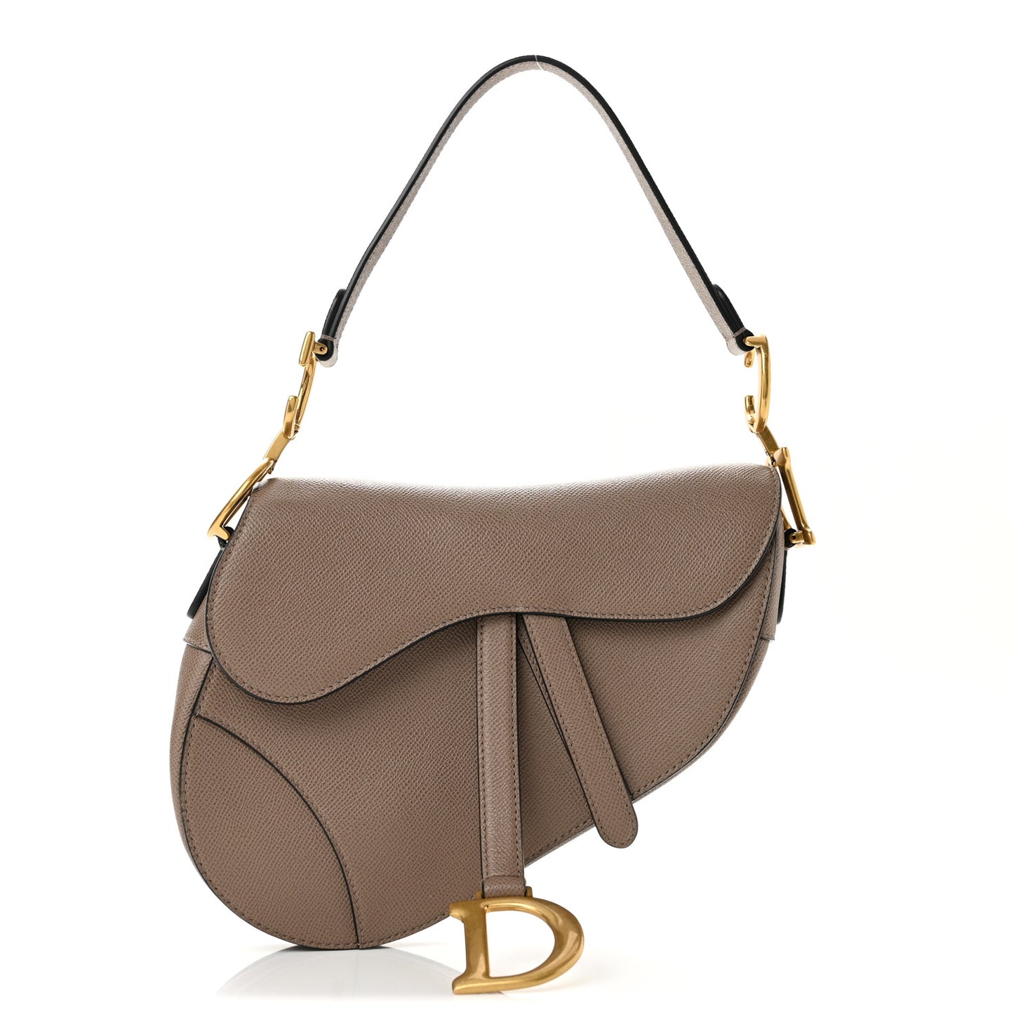 Grained Calfskin Saddle Bag Warm Taupe