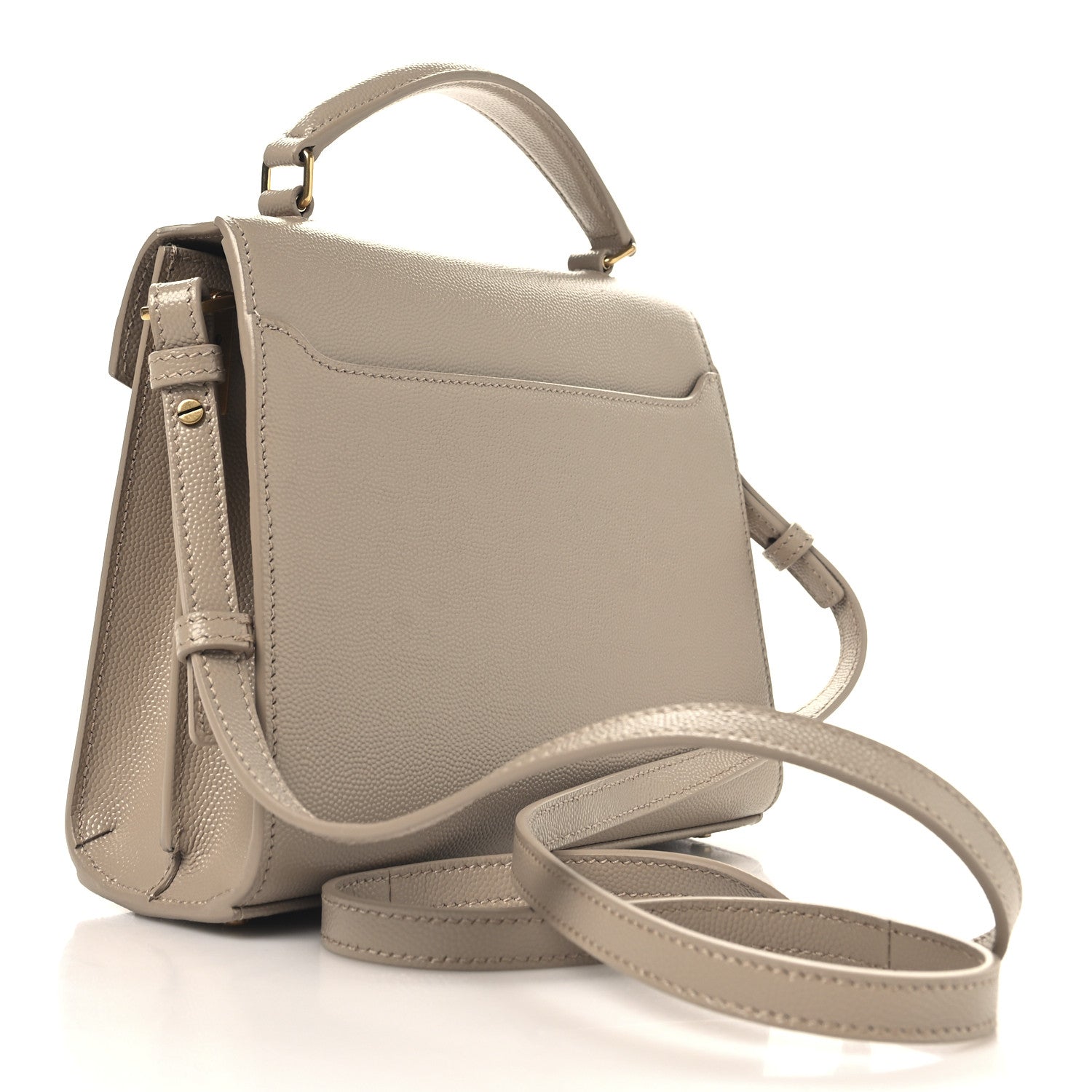 Saint Laurent Grain de Poudre Mini Classic Monogram Cassandra Top Handle Beige 3 of 9