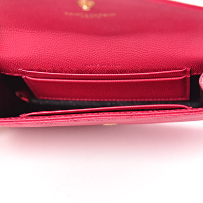 Saint Laurent Grain De Poudre Matelasse Chevron Small Monogram Envelope Wallet Bubblegum 5 of 10