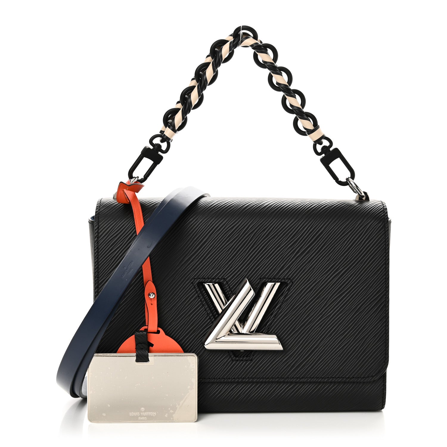 Louis Vuitton Epi Twist Braided Strap Shoulder Bag MM Black Orange Fluo Cobalt 2 of 11