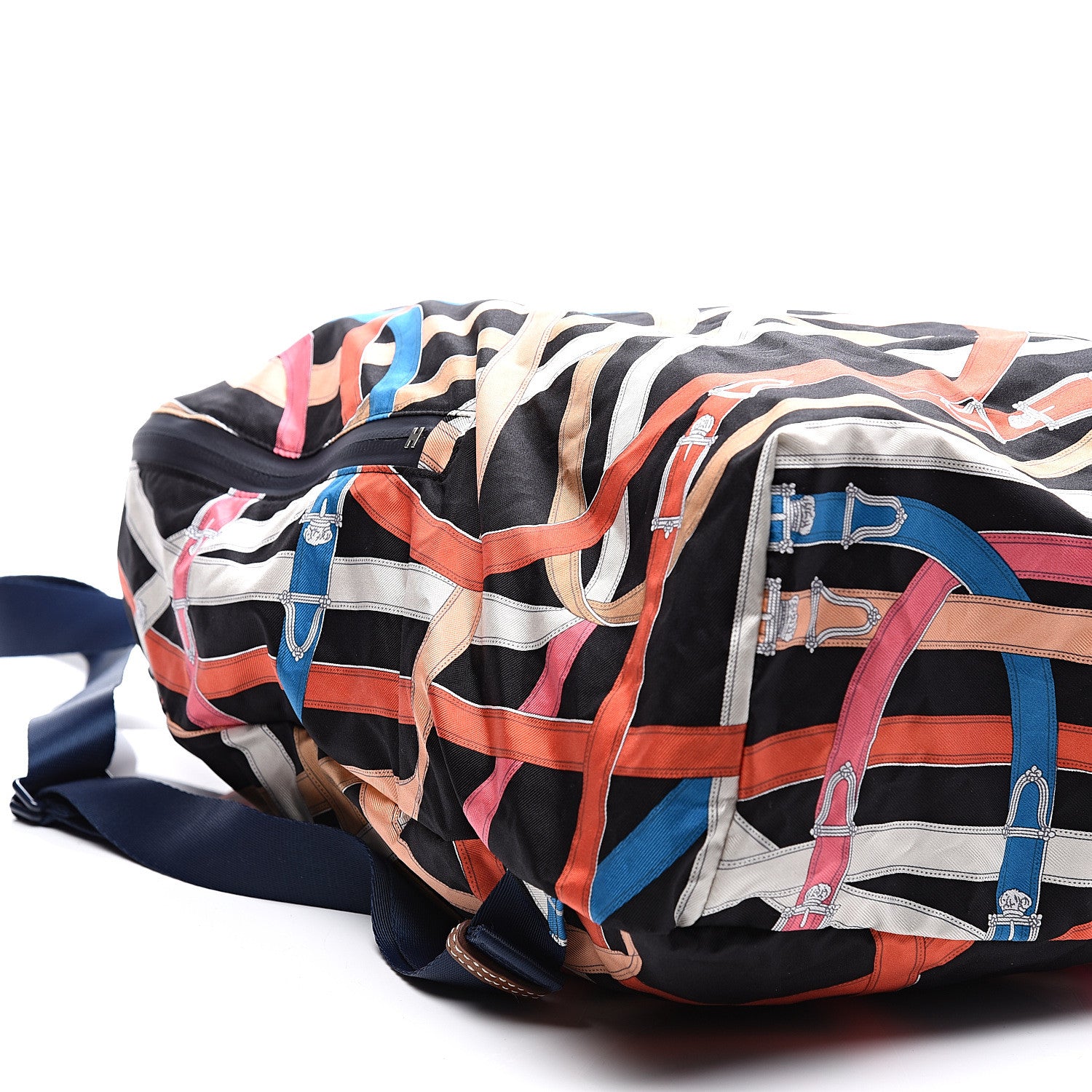 Hermes Silk Barenia Cavalcadour Airsilk Backpack Black Bleu Marine Fauve 6 of 9