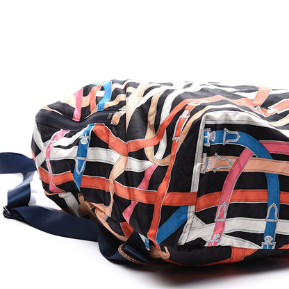 Hermes Silk Barenia Cavalcadour Airsilk Backpack Black Bleu Marine Fauve 6 of 9