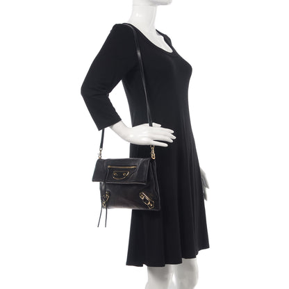 Balenciaga Chevre Gold Metallic Edge Hardware Envelope Clutch Black 2 of 10