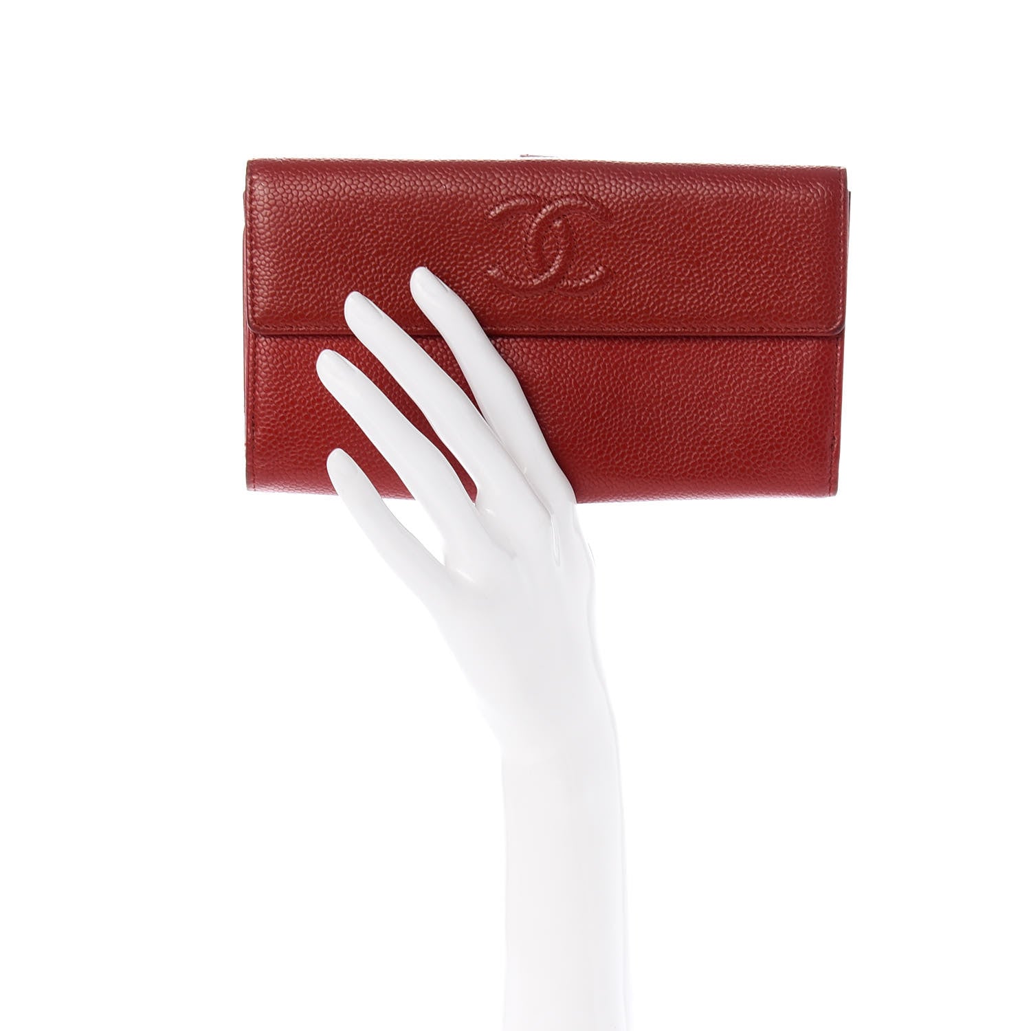 Chanel Caviar Timeless CC French Long Wallet Red 2 of 8
