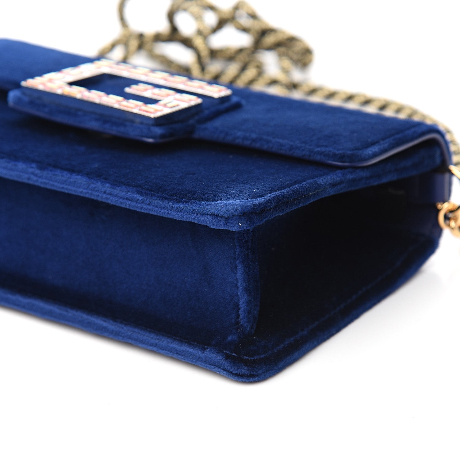 Gucci Velvet Crystal Square G Shoulder Bag Cobalt Blue 8 of 10